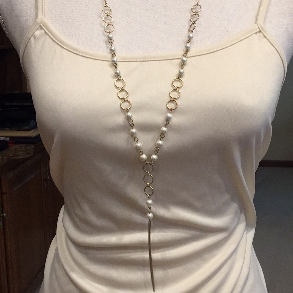 Nwt! Canvas Gold & Pearl Necklace